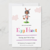 Niedliches Girl Egg Osterfest Einladung (Vorderseite)