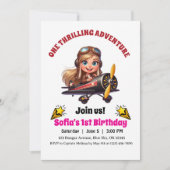 Niedliches Girl-Flying-Flugzeug, Luftfahrt zum ers Einladung (Vorderseite)