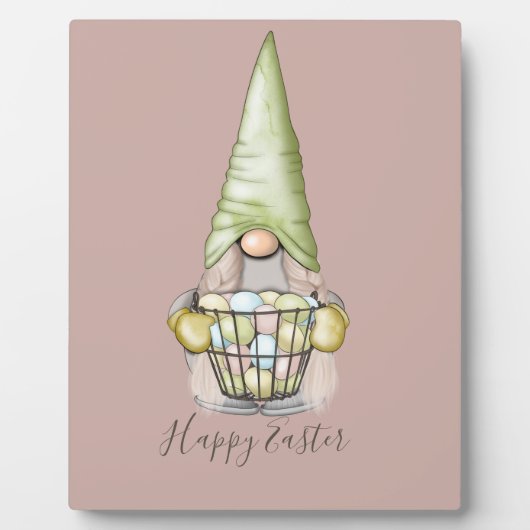 Niedliches Girl Gnome mit Eiern Ostern Urlaub Fotoplatte (Vorderseite)