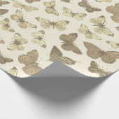 Niedliches Girl-Gold-Schmetterlingsmuster Geschenkpapier (Ecke)