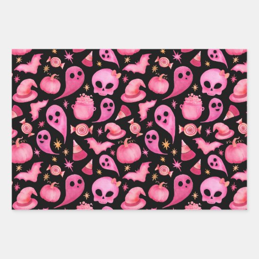 Niedliches Girl Halloween Baby Shower Party Gesche Geschenkpapier Set (Vorderseite 3)