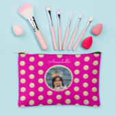 Niedliches Girl Hot Pink Gold Glitzer Foto und Nam Zubehörtasche