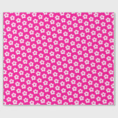 Niedliches Girl Hot Pink Weißer Cartoon Blumenmust Geschenkpapier (Flach)
