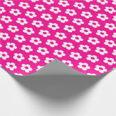 Niedliches Girl Hot Pink Weißer Cartoon Blumenmust Geschenkpapier (Ecke)