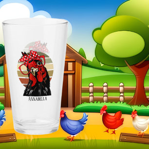 niedliches Girl-Huhn-Liebhaber von Wortkunst Glas