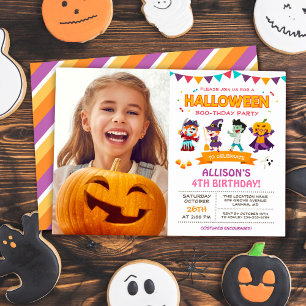 Niedliches Girl Kids Halloween Geburtstagsparty Fo Einladung