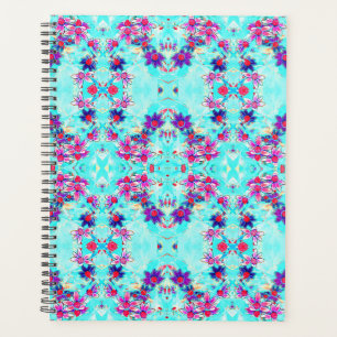 Niedliches Girl-Lila Blume Muster auf Aqua Blue Planer