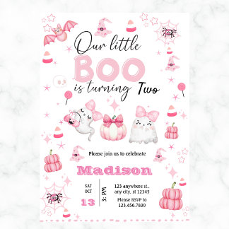 Niedliches Girl Little Boo Halloween Geburtstag Einladung