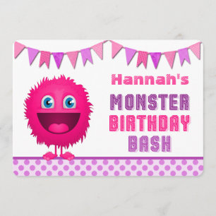 Niedliches Girl-Monster Geburtstagsbash Einladung
