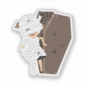 Niedliches Girl-Mummy-Coffin Halloween-Design Aufkleber (Vorderseite)