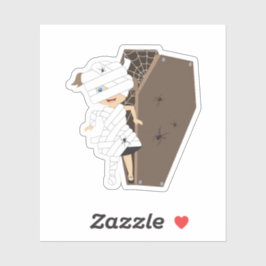 Niedliches Girl-Mummy-Coffin Halloween-Design Aufkleber