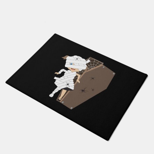 Niedliches Girl-Mummy-Coffin Halloween-Design Fußmatte (Schrägansicht)