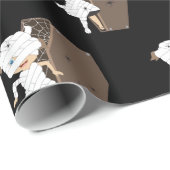 Niedliches Girl-Mummy-Coffin Halloween-Design Geschenkpapier (Rolleneckpunkt)
