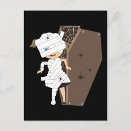 Niedliches Girl-Mummy-Coffin Halloween-Design Postkarte