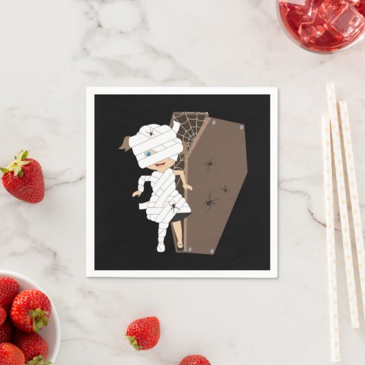 Niedliches Girl-Mummy-Coffin Halloween-Design Serviette (Beispiel)