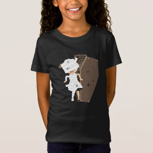 Niedliches Girl-Mummy-Coffin Halloween-Design T-Shirt (Vorderseite)