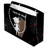 Niedliches Girl-Mummy-Coffin Halloween Große Geschenktüte (Rückseite Schrägansicht)