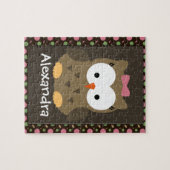 Niedliches Girl-Owl, rosa/grün/braun Puzzle (Horizontal)