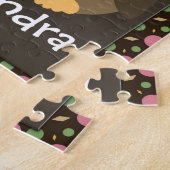 Niedliches Girl-Owl, rosa/grün/braun Puzzle (Seite)