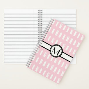 Niedliches Girl-Pink-Creme-Muster-Monogramm Notizblock