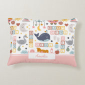 Niedliches Girl Pink-Muster mit Name Dekokissen (Rückseite)