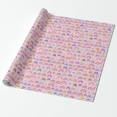 Niedliches Girl-Pink-Regenbogenmuster Geschenkpapier (Ungerollt)