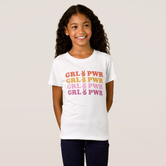 Niedliches Girl-Power-Friedenszeichen T-Shirt (Vorne ganz)