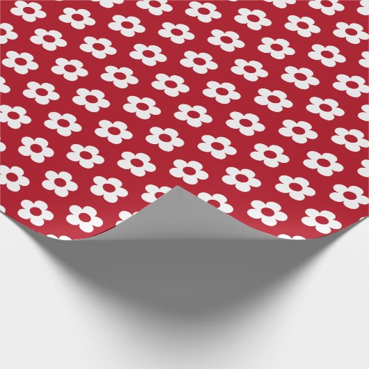 Niedliches Girl Red White Cartoon Blumenmuster Geschenkpapier (Ecke)