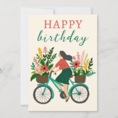 Niedliches Girl Riding Fahrrad mit Blume Gerne zum (Vorderseite)