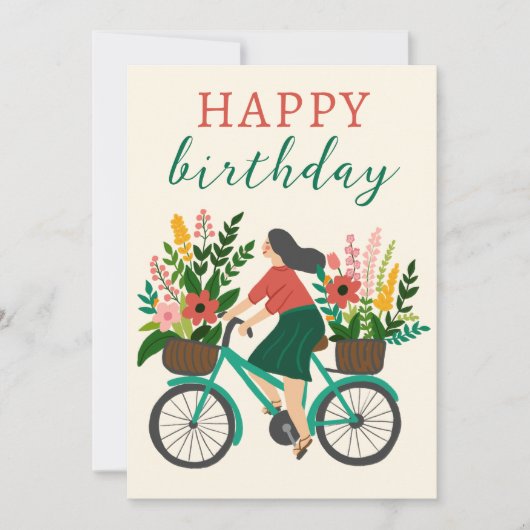 Niedliches Girl Riding Fahrrad mit Blume Gerne zum (Vorderseite)