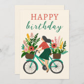 Niedliches Girl Riding Fahrrad mit Blume Gerne zum (Vorne/Hinten)