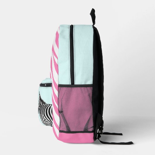 Niedliches Girl-Rosa-Zebra-Monogramm Bedruckter Rucksack (Rechts)