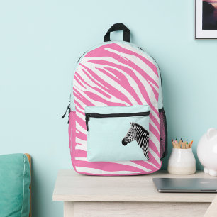 Niedliches Girl-Rosa-Zebra-Monogramm Bedruckter Rucksack