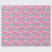 Niedliches Girl Santa Shark Wrapping Paper Geschenkpapier (Flach)