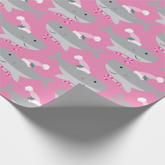 Niedliches Girl Santa Shark Wrapping Paper Geschenkpapier (Ecke)