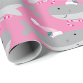 Niedliches Girl Santa Shark Wrapping Paper Geschenkpapier (Rolleneckpunkt)