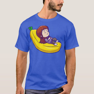 Niedliches Girl-Schlafen auf Bananen-Cartoon1 T-Shirt