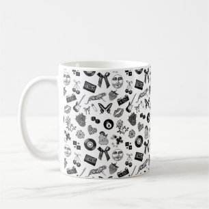 Niedliches Girl-Schwarz-weißes ästhetisches Muster Kaffeetasse