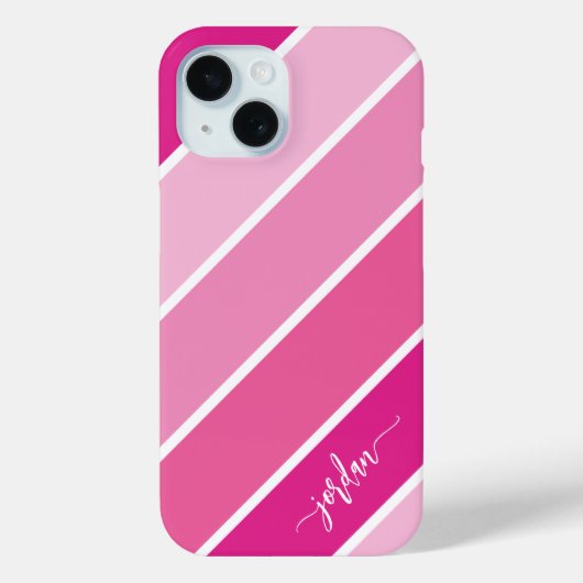 Niedliches Girl-Skriptname Pink Stripes-Muster Case-Mate iPhone Hülle (Rückseite)