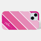 Niedliches Girl-Skriptname Pink Stripes-Muster Case-Mate iPhone Hülle (Rückseite (Horizontal))