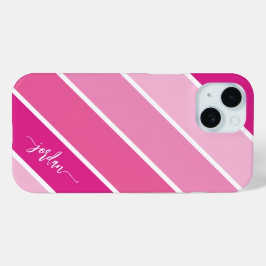 Niedliches Girl-Skriptname Pink Stripes-Muster Case-Mate iPhone Hülle (Rückseite (Horizontal))
