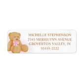 Niedliches Girl Teddy Bear Pink Bow Label (Vorne)