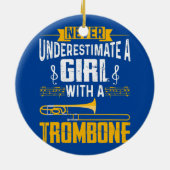 Niedliches Girl Trombone Player Funny Trombone-Ges Keramik Ornament (Hinten)
