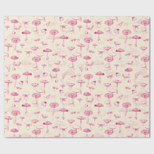 Niedliches Girl-Vintag-Rosa-Pilzmuster Geschenkpapier (Flach)