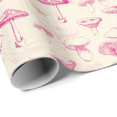 Niedliches Girl-Vintag-Rosa-Pilzmuster Geschenkpapier (Rolleneckpunkt)
