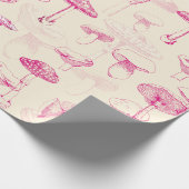 Niedliches Girl-Vintag-Rosa-Pilzmuster Geschenkpapier (Ecke)