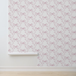 Niedliches Girlanästhetisches Pink Bow-Muster Tapete