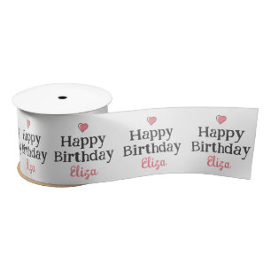 Niedliches Girl's Happy Birthday Pink Ribbon Satinband