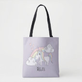 Niedliches Girl's Rainbow Unicorn mit Name Diaper Tasche (Vorderseite)