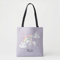 Niedliches Girl's Rainbow Unicorn mit Name Diaper